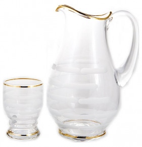 Набор для воды 7 предметов (кувшин + 6 стаканов по 230 мл)  UNION GLASS "Отводка золото" / 156016