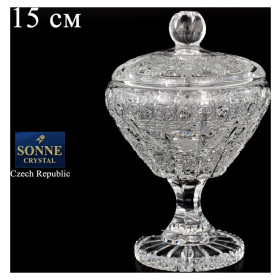 Вазочка 15 см с крышкой н/н  Sonne Crystal &quot;S.Crystal /Хрусталь резной&quot; / 083828