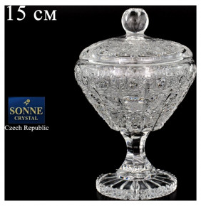 Вазочка 15 см с крышкой н/н  Sonne Crystal "S.Crystal /Хрусталь резной" / 083828