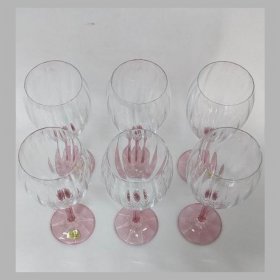 Бокалы для белого вина 350 мл 6 шт  Crystalex CZ s.r.o. &quot;Магнолия /Оптика /Розовая ножка&quot; / 337474