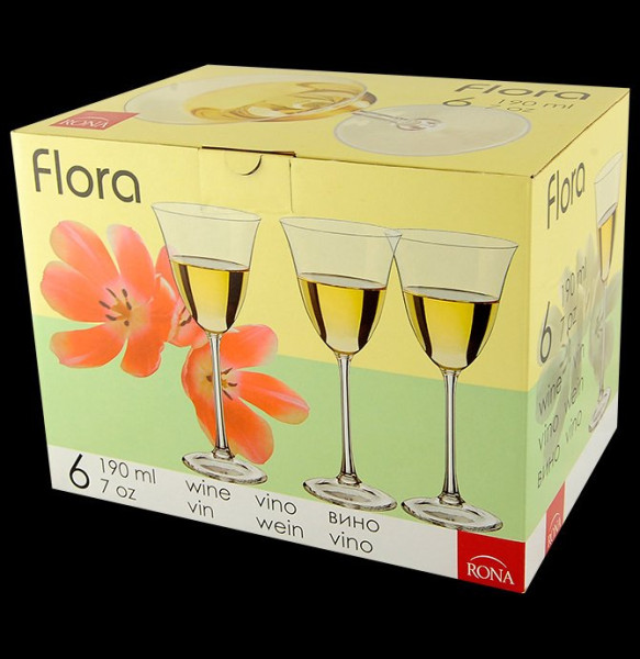 Бокалы для белого вина 190 мл 6 шт  Rona &quot;Флора /Золотая паутинка снизу&quot; / 096503