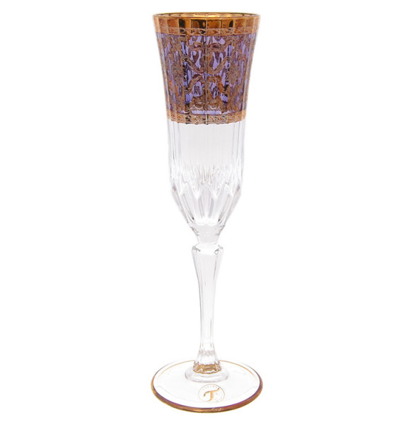 Бокалы для шампанского 180 мл 6 шт  RCR Cristalleria Italiana SpA &quot;Timon /Адажио фиолет 2 /С золотом&quot; / 214571