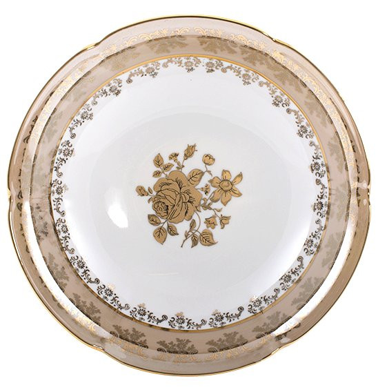 Салатник 23 см  Royal Czech Porcelain &quot;Мария-Тереза /Золотая роза /Бежевая&quot; / 203567