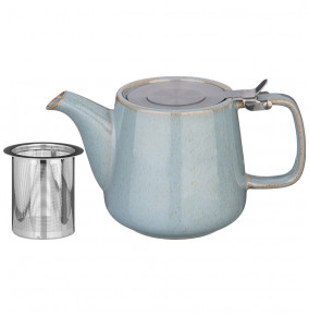 Заварочный чайник 500 мл с металлическим ситечком и крышкой серо-голубой  Bronco "Luster" / 228664