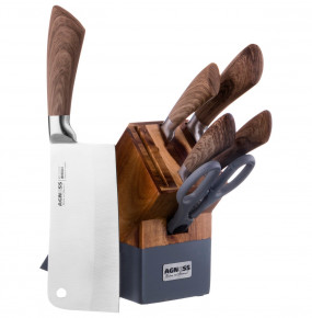 Набор кухонных ножей 7 предметов /деревянная подставка "Agness" / 195923