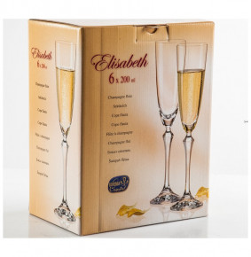 Бокалы для шампанского 200 мл 6 шт  Crystalex CZ s.r.o. "Элизабет /Лепестки /Золотой кант" / 152463