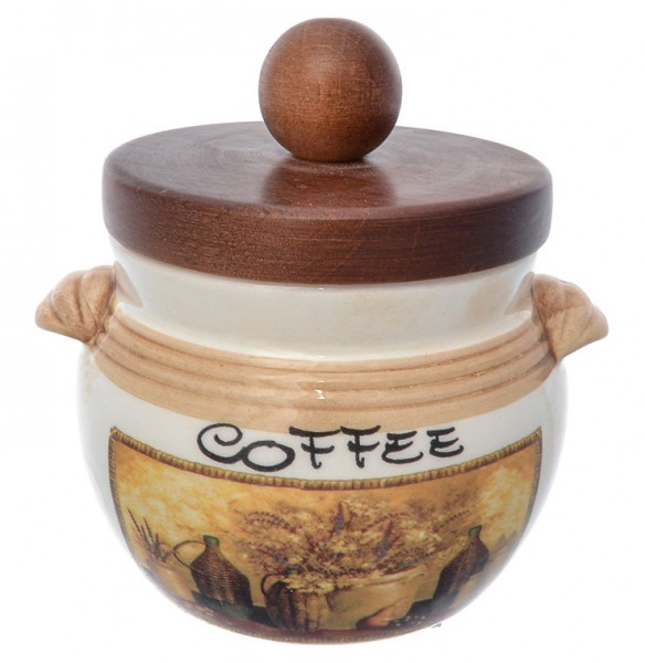 Банка для кофе 9 х 9 см с деревянной крышкой  Ceramica Cuore &quot;Натюрморт&quot;  / 226188