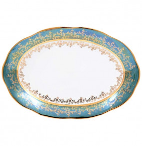 Блюдо 32 см овальное  Sterne porcelan "Фредерика /Золотые листья на зелёном" / 146155