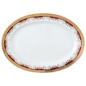 Блюдо 39 см овальное  Thun &quot;Кристина /Лилии на красном&quot; / 056202