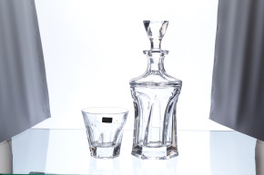 Набор для виски 7 предметов (графин 600 мл + 6 стаканов по 230 мл)  Crystalite Bohemia "Аполло /Без декора" / 006766