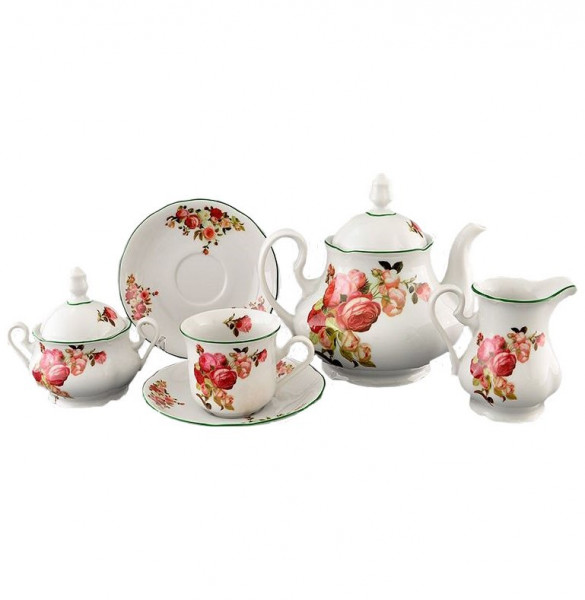 Чайный сервиз на 6 персон 15 предметов  Leander &quot;Мэри-Энн /Красная роза&quot; / 158001
