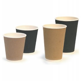 Стакан для горячих напитков 360 мл с двойными стенками черный 25 шт  / 317342