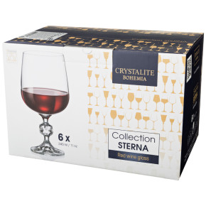 Бокалы для красного вина 340 мл 6 шт  Crystalite Bohemia "Sterna /Клаудия /Без декора" / 005644