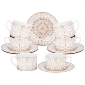 Набор чайных пар 220 мл 6 шт LEFARD "Triumph /Золотые кольца" / 330649