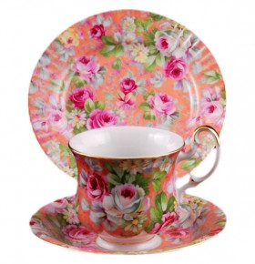Чайный набор для завтрака на 1 персону 3 предмета  Leander "Моника /Мелкие розочки /розовая" / 158154