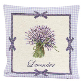 Наволочка 45 х 45 см, без люрекса, бежевый фон  ООО 6 Нитей "Лаванда и фиалки" букет" 6339  / 296426