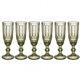 Бокалы для шампанского 150 мл 6 шт зелёные Agness "Серпентина /Muza color" / 194103