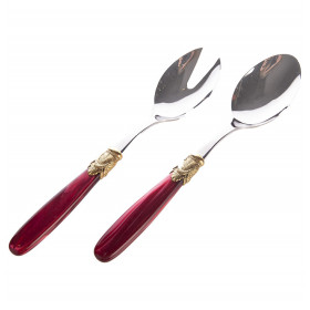 Столовые приборы 2 предмета /Ложка и Вилка для салата  Domus Design "D&amp;D /Ишиа" цвет бордовой жемчужины с золотом / 159804