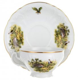 Чайная пара 220 мл 1 шт низкая н/н  Thun &quot;Бернадотт /Охота&quot; (увеличенная ручка) / 245821