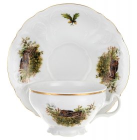 Чайная пара 220 мл 1 шт низкая н/н  Thun &quot;Бернадотт /Охота&quot; (увеличенная ручка) / 245821