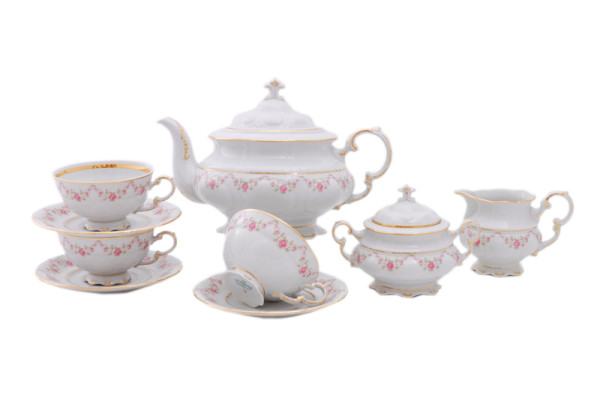 Чайный сервиз на 6 персон 15 предметов  Leander &quot;Соната /Розовый цветок&quot; / 137115