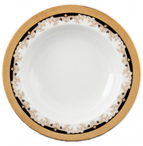 Набор тарелок 22 см 6 шт глубокие  Thun "Кристина /Лилии на чёрном" / 056237