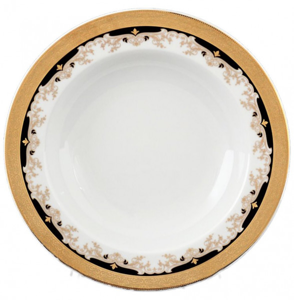 Набор тарелок 22 см 6 шт глубокие  Thun &quot;Кристина /Лилии на чёрном&quot; / 056237