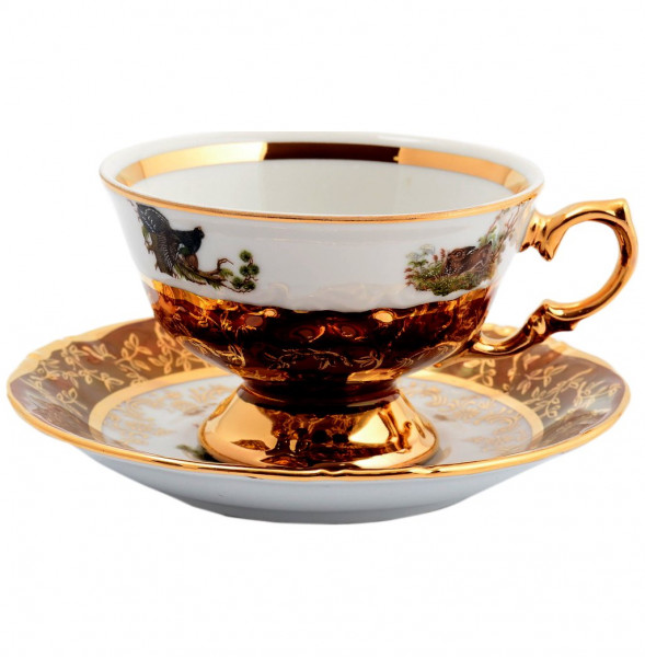 Набор чайных пар 220 мл 6 шт  Sterne porcelan &quot;Фредерика /Охота красная&quot; / 128806