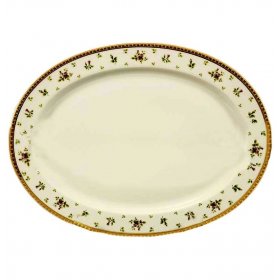 Блюдо 36 см овальное  Falkenporzellan &quot;Констанц /Примавера золото /Розочки&quot; крем / 157657
