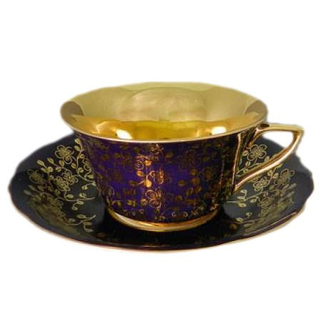 Чайная пара 100 мл  Leander &quot;Виндзор /Золотые цветы /фиолет&quot; 1 / 158704